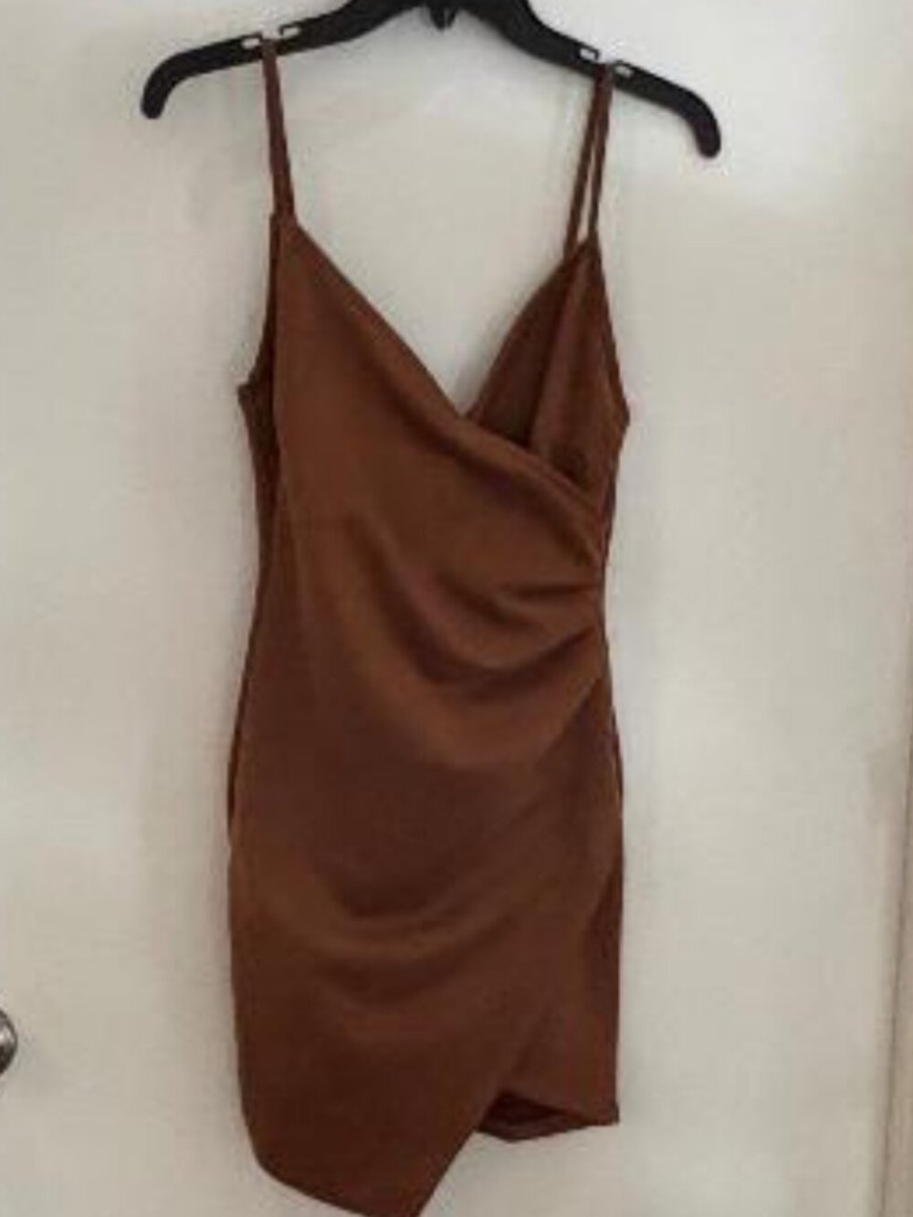 Fashion Nova Faux Suede Asymmetrical Dress Western Romantic Feminine Sexy Sz S